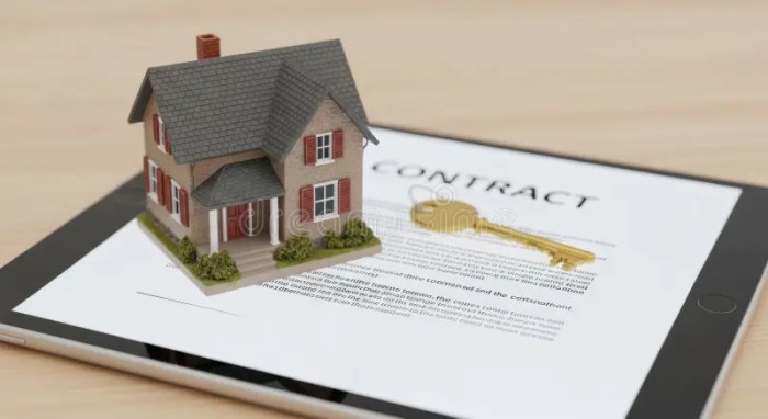 New Home Contract on Tablet with House Model Stock Illustration ...